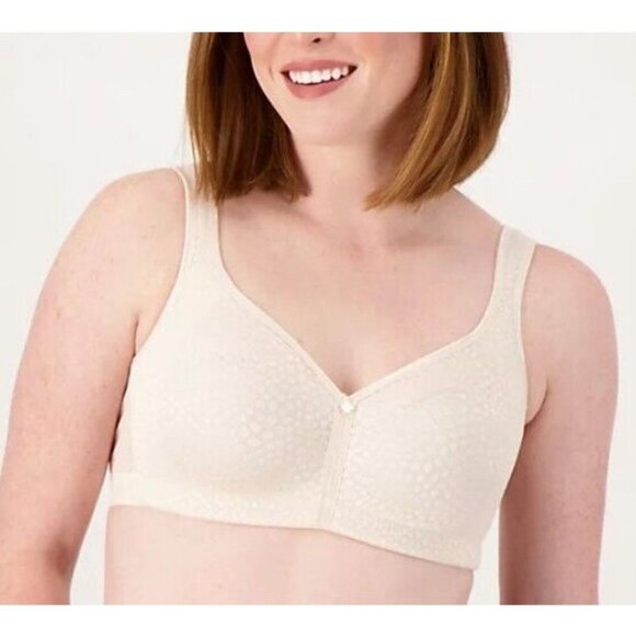 Breezies Wirefree Diamond Shimmer Unlined Support Bra Champagne,34 D - Picture 1 of 1